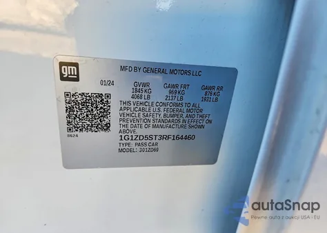 2024 Chevrolet Malibu Lt из США, поврежденный, VIN 1G1ZD5ST3RF164460